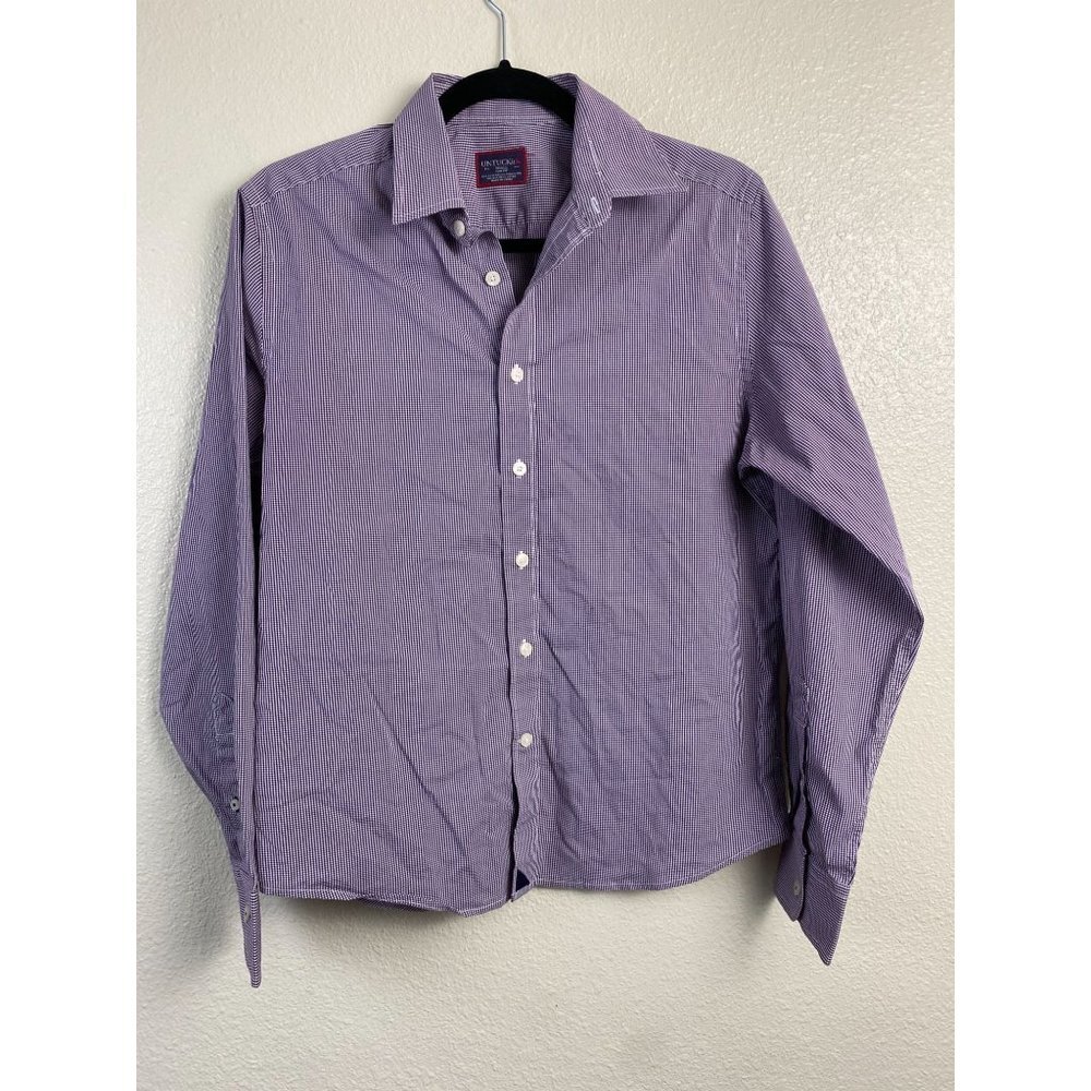 Untuckit Mens Shirt size Small Plaid Gingham Long Sleeve Button Business casual